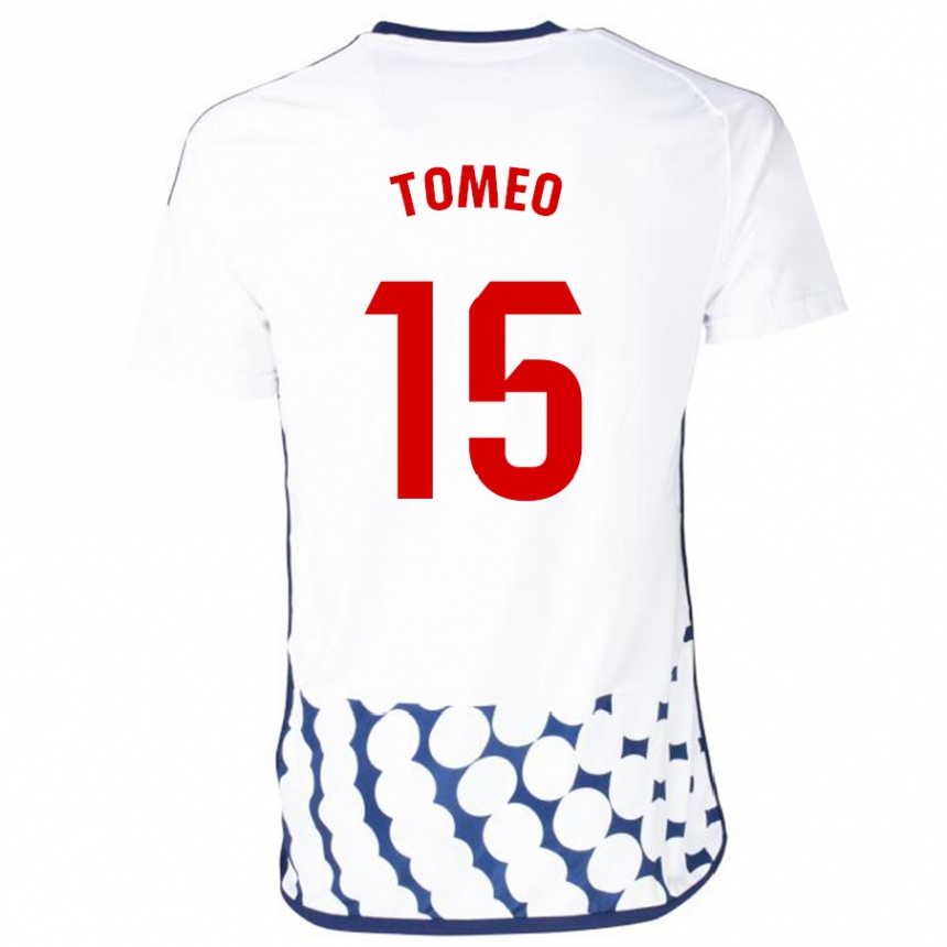 Niño Fútbol Camiseta Pablo Tomeo #15 Blanco 2ª Equipación 2023/24 Perú