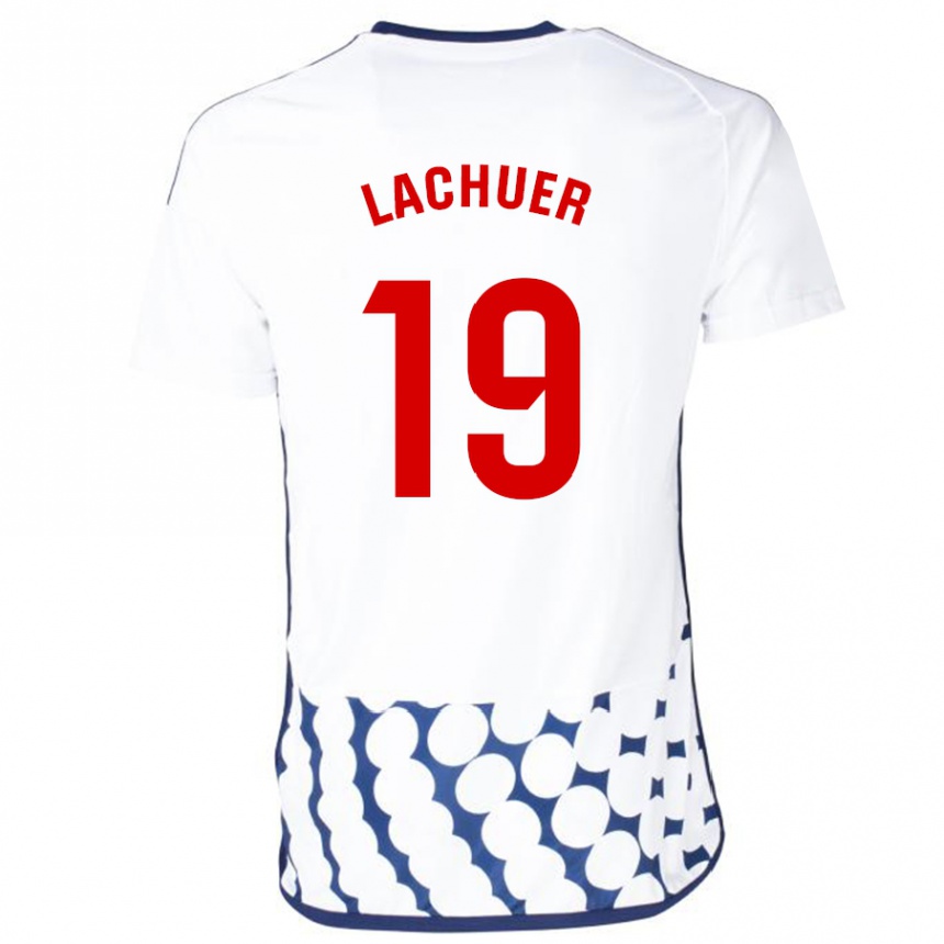 Niño Fútbol Camiseta Mathis Lachuer #19 Blanco 2ª Equipación 2023/24 Perú