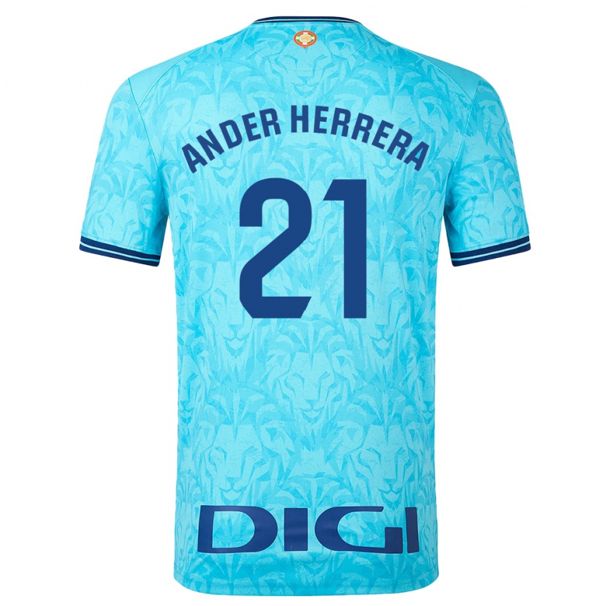 Niño Fútbol Camiseta Ander Herrera #21 Cielo Azul 2ª Equipación 2023/24 Perú