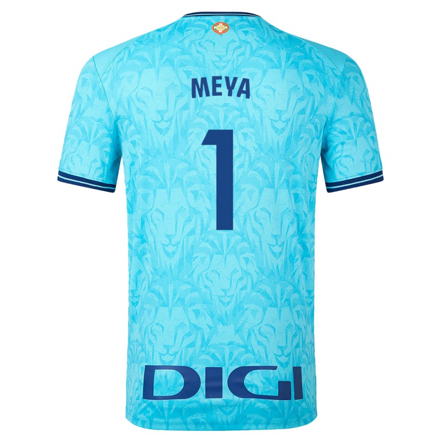 Niño Fútbol Camiseta Aina Meya Bellot #1 Cielo Azul 2ª Equipación 2023/24 Perú