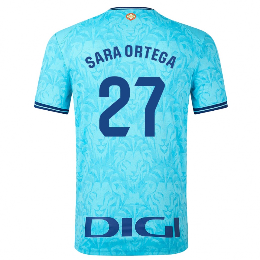 Niño Fútbol Camiseta Sara Ortega Ruiz #27 Cielo Azul 2ª Equipación 2023/24 Perú