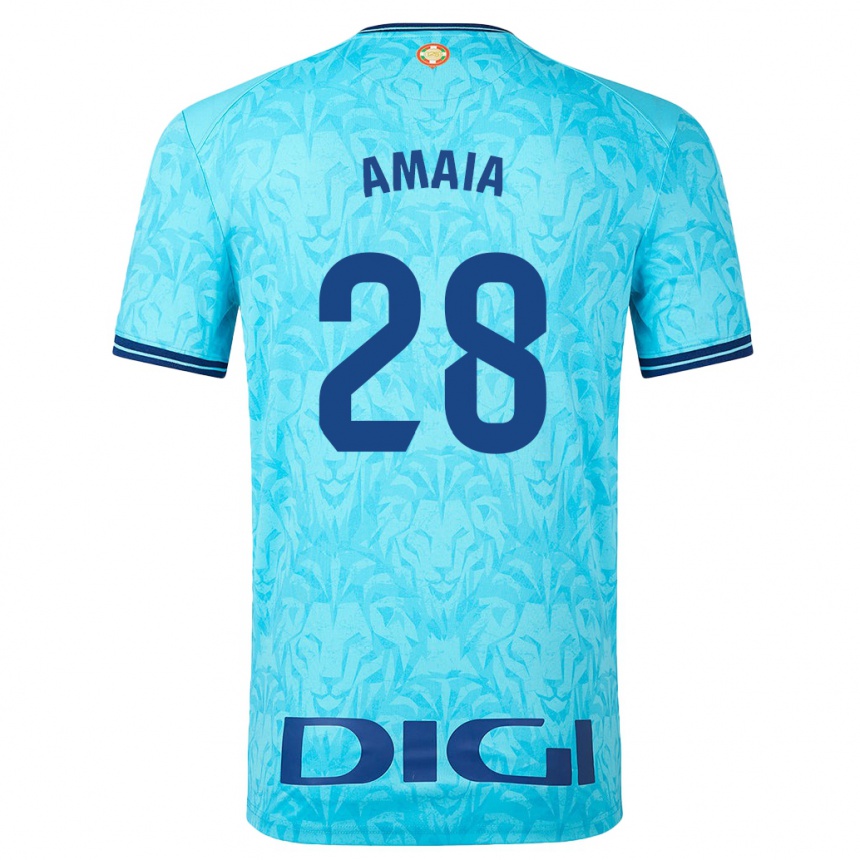 Niño Fútbol Camiseta Amaia Martinez De La Peña #28 Cielo Azul 2ª Equipación 2023/24 Perú