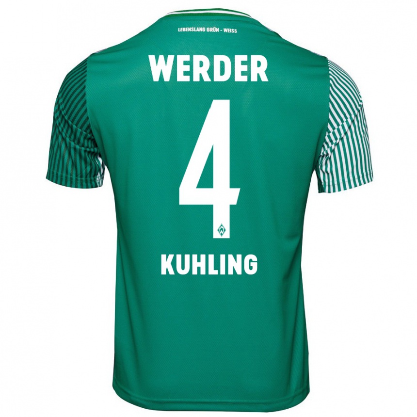 Hombre Fútbol Camiseta Ole Kühling #4 Verde 1ª Equipación 2023/24 Perú