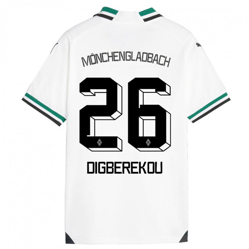 Hombre Fútbol Camiseta Ibrahim Digberekou #26 Blanco Verde 1ª Equipación 2023/24 Perú