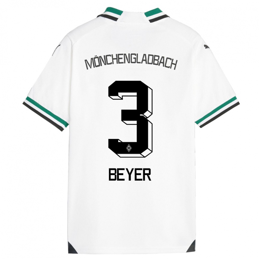 Hombre Fútbol Camiseta Pia Beyer #3 Blanco Verde 1ª Equipación 2023/24 Perú