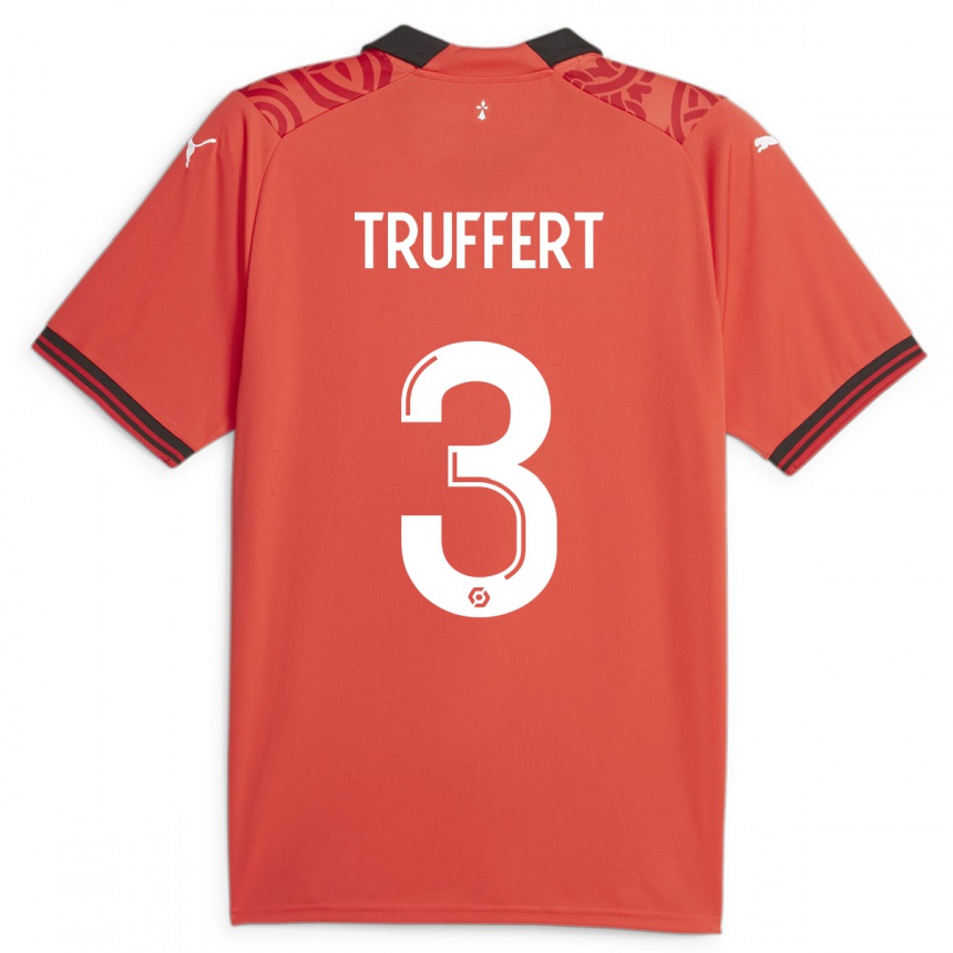 Hombre Fútbol Camiseta Adrien Truffert #3 Rojo 1ª Equipación 2023/24 Perú