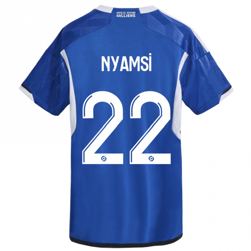 Hombre Fútbol Camiseta Gerzino Nyamsi #22 Azul 1ª Equipación 2023/24 Perú