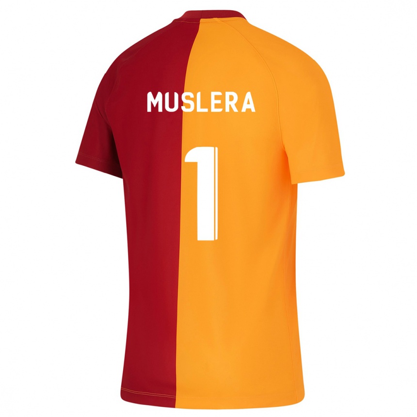 Hombre Fútbol Camiseta Fernando Muslera #1 Naranja 1ª Equipación 2023/24 Perú