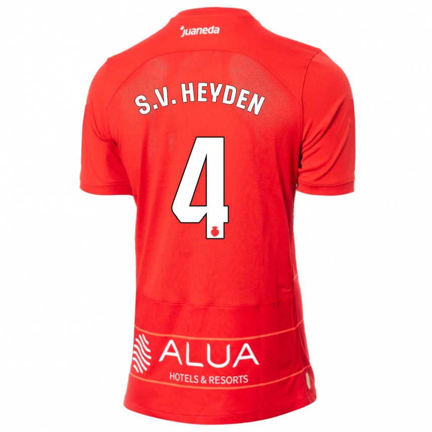 Hombre Fútbol Camiseta Siebe Van Der Heyden #4 Rojo 1ª Equipación 2023/24 Perú