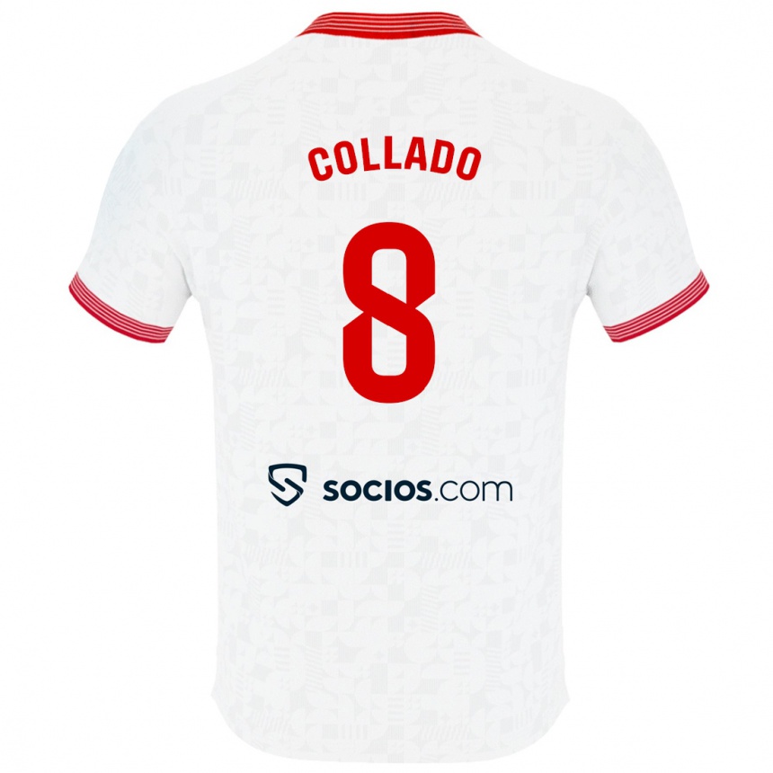 Hombre Fútbol Camiseta Alberto Collado #8 Blanco 1ª Equipación 2023/24 Perú