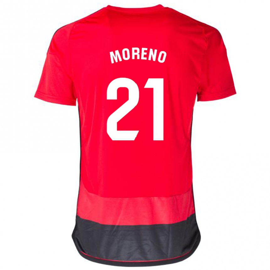 Hombre Fútbol Camiseta Diego Moreno #21 Negro Rojo 1ª Equipación 2023/24 Perú