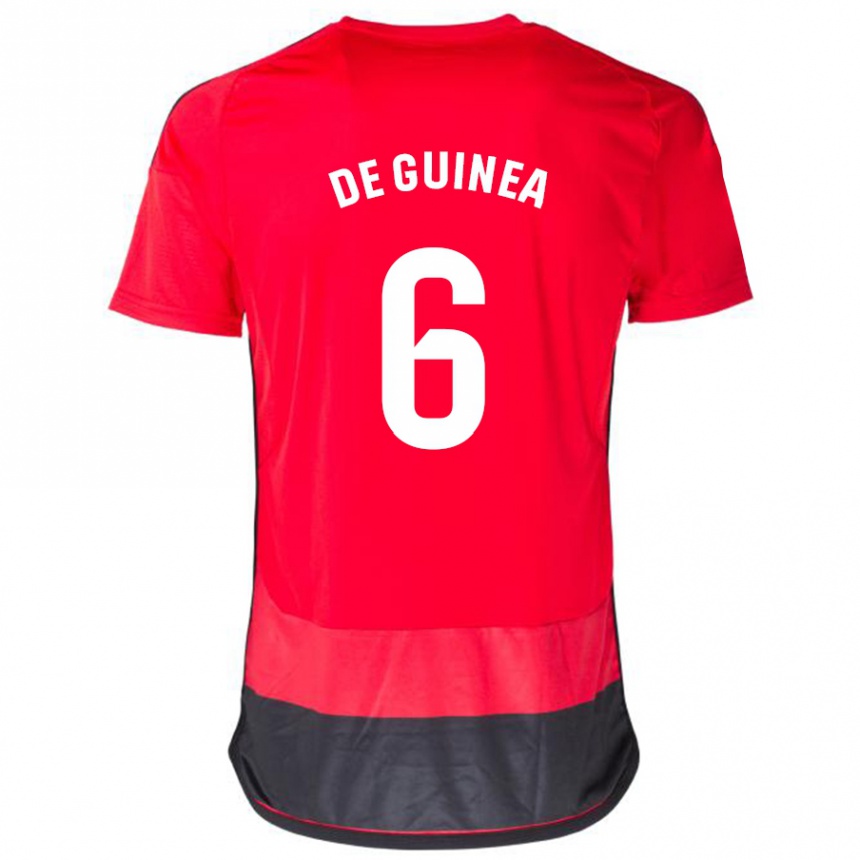 Hombre Fútbol Camiseta Asier Ortiz De Guinea #6 Negro Rojo 1ª Equipación 2023/24 Perú