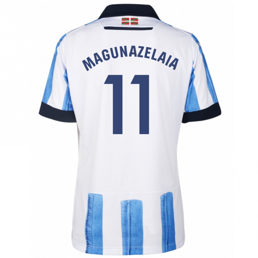 Hombre Fútbol Camiseta Jon Magunazelaia #11 Azul Blanco 1ª Equipación 2023/24 Perú