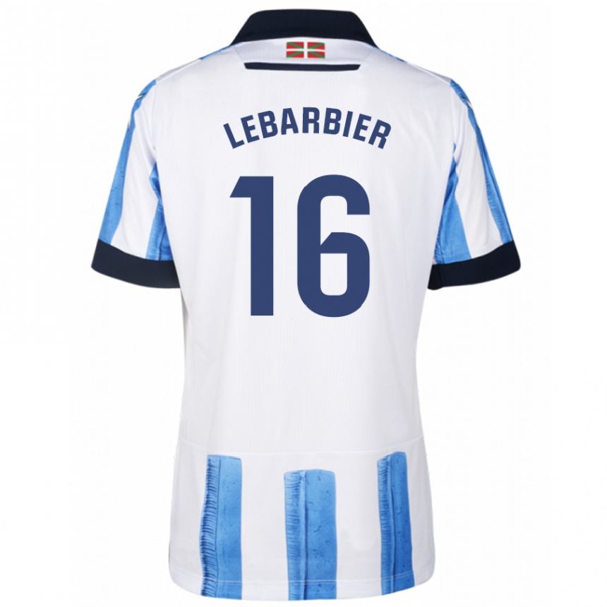 Hombre Fútbol Camiseta Alex Lebarbier #16 Azul Blanco 1ª Equipación 2023/24 Perú