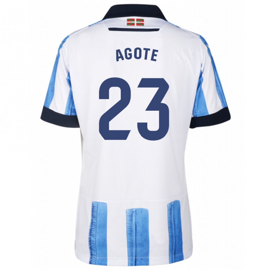 Hombre Fútbol Camiseta Unax Agote #23 Azul Blanco 1ª Equipación 2023/24 Perú