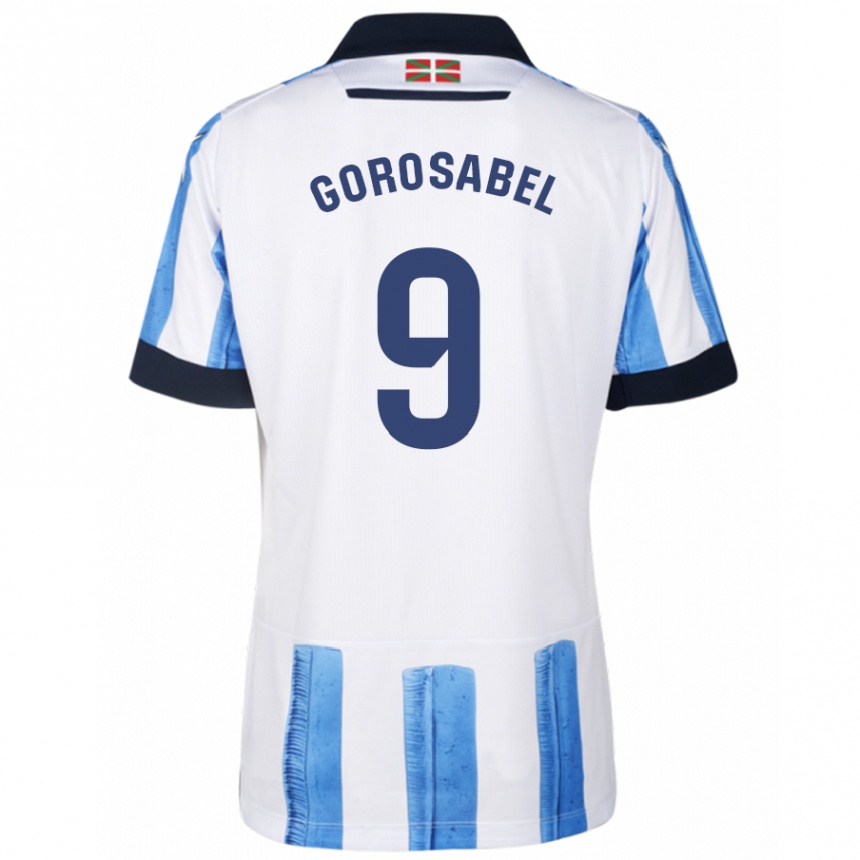 Hombre Fútbol Camiseta Jakes Gorosabel #9 Azul Blanco 1ª Equipación 2023/24 Perú