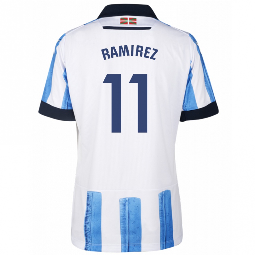 Hombre Fútbol Camiseta Darío Ramirez #11 Azul Blanco 1ª Equipación 2023/24 Perú