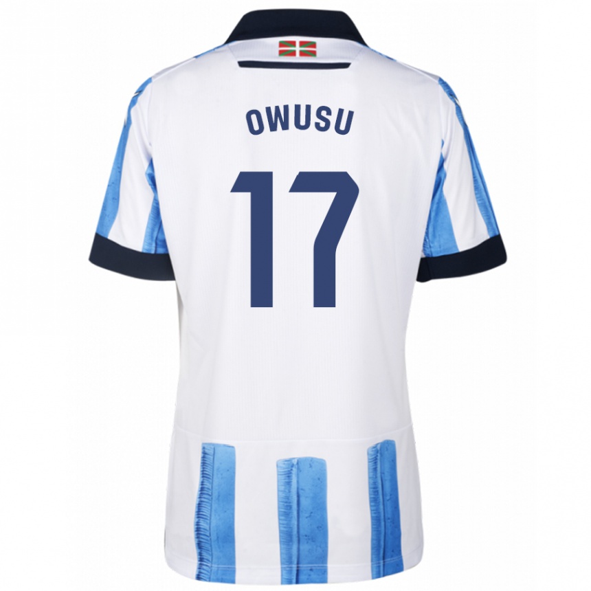 Hombre Fútbol Camiseta Jacqueline Owusu #17 Azul Blanco 1ª Equipación 2023/24 Perú