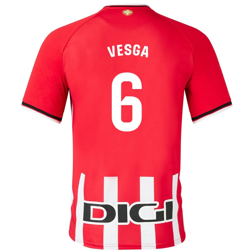 Hombre Fútbol Camiseta Mikel Vesga #6 Rojo 1ª Equipación 2023/24 Perú