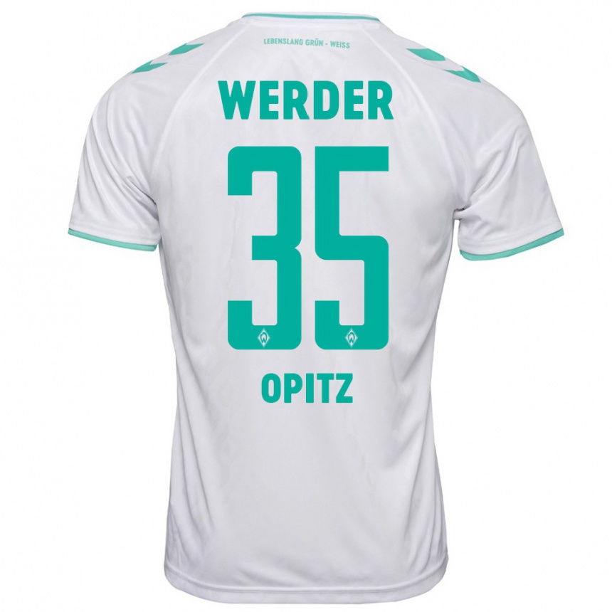 Hombre Fútbol Camiseta Leon Opitz #35 Blanco 2ª Equipación 2023/24 Perú