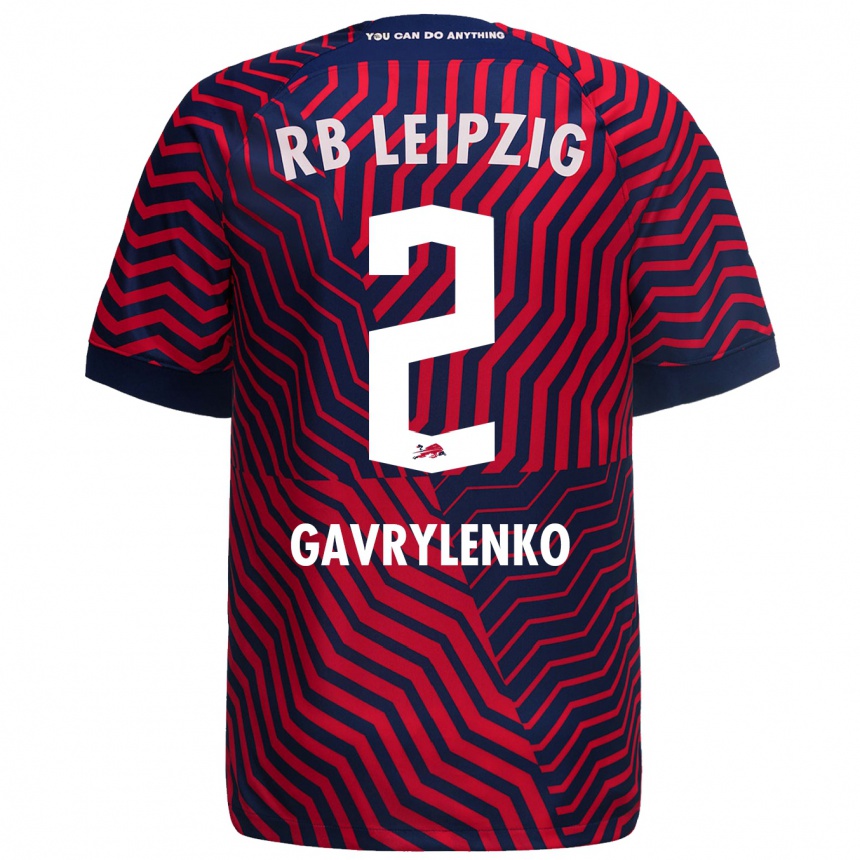 Hombre Fútbol Camiseta Oleksandr Gavrylenko #2 Azul Rojo 2ª Equipación 2023/24 Perú