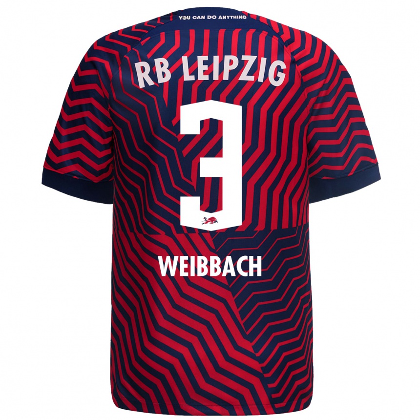 Hombre Fútbol Camiseta Noah Weißbach #3 Azul Rojo 2ª Equipación 2023/24 Perú