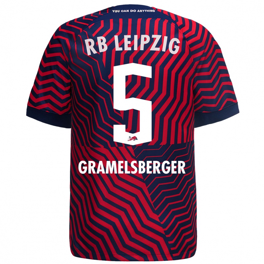 Hombre Fútbol Camiseta Lennert Gramelsberger #5 Azul Rojo 2ª Equipación 2023/24 Perú