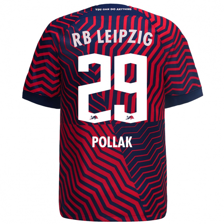 Hombre Fútbol Camiseta Julia Pollak #29 Azul Rojo 2ª Equipación 2023/24 Perú