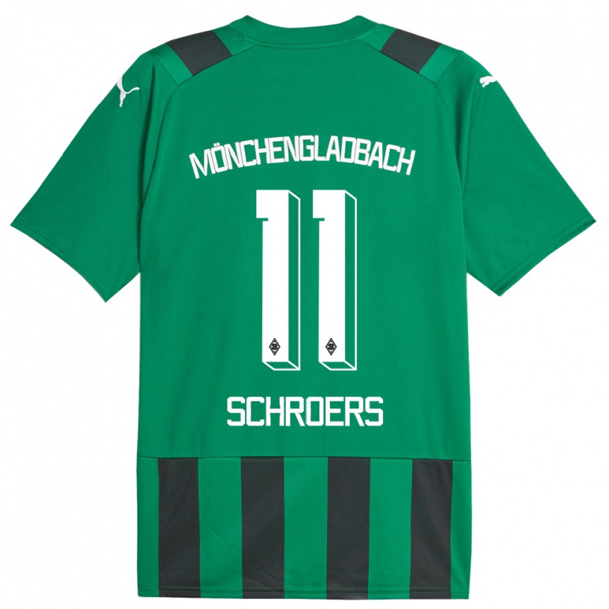 Hombre Fútbol Camiseta Mika Schroers #11 Verde Negro 2ª Equipación 2023/24 Perú