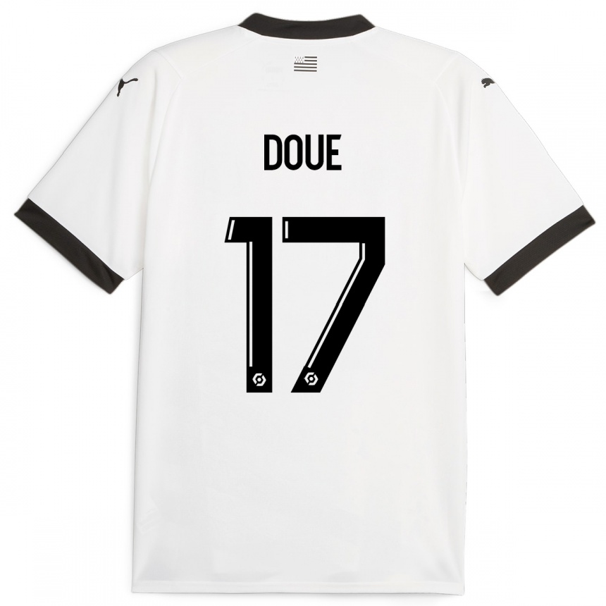 Hombre Fútbol Camiseta Guéla Doué #17 Blanco 2ª Equipación 2023/24 Perú