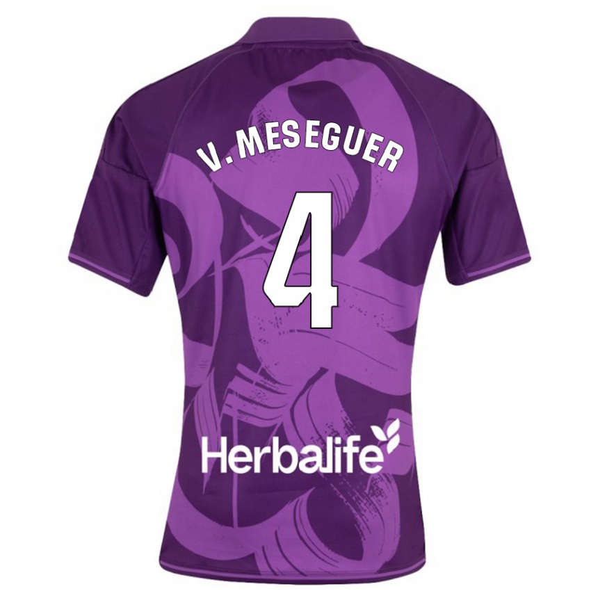 Hombre Fútbol Camiseta Víctor Meseguer #4 Violeta 2ª Equipación 2023/24 Perú