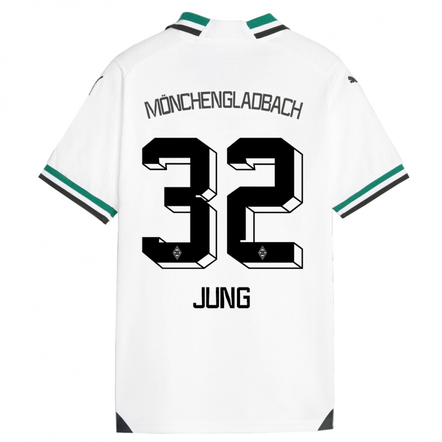 Mujer Fútbol Camiseta In-Gyom Jung #32 Blanco Verde 1ª Equipación 2023/24 Perú