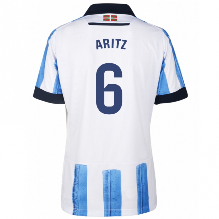 Mujer Fútbol Camiseta Aritz Elustondo #6 Azul Blanco 1ª Equipación 2023/24 Perú