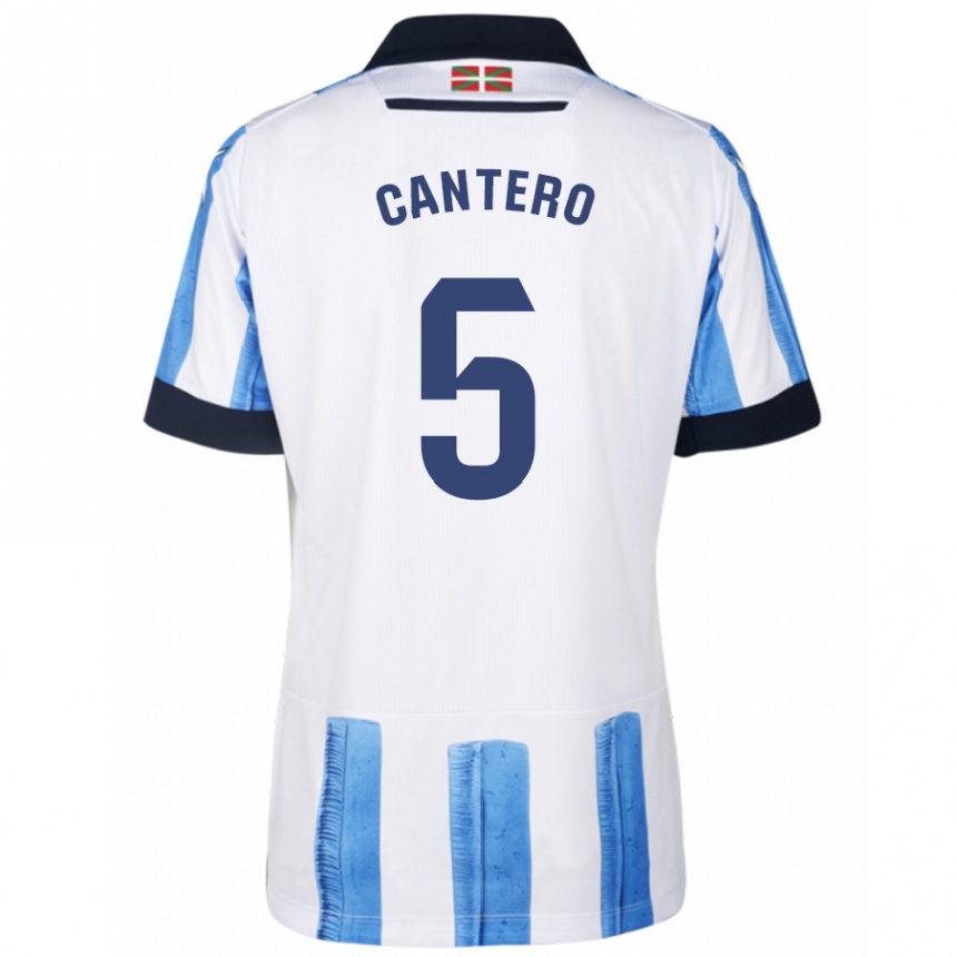 Mujer Fútbol Camiseta Yago Cantero #5 Azul Blanco 1ª Equipación 2023/24 Perú