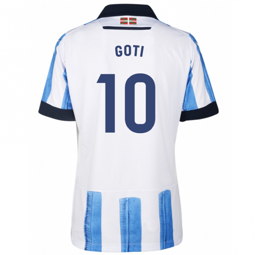 Mujer Fútbol Camiseta Mikel Goti #10 Azul Blanco 1ª Equipación 2023/24 Perú