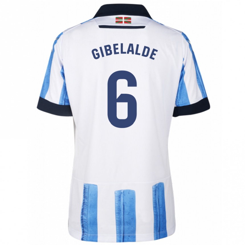 Mujer Fútbol Camiseta Manex Gibelalde #6 Azul Blanco 1ª Equipación 2023/24 Perú