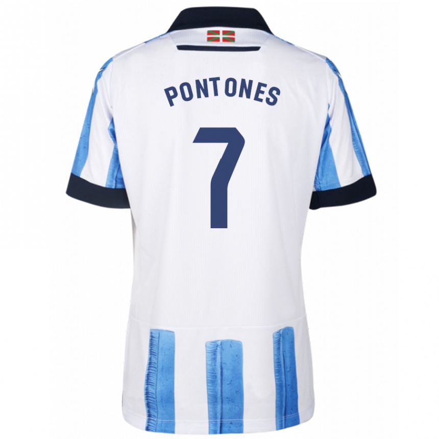 Mujer Fútbol Camiseta Juan Carlos Pontones #7 Azul Blanco 1ª Equipación 2023/24 Perú