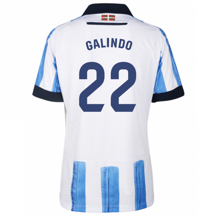 Mujer Fútbol Camiseta Iker Galindo #22 Azul Blanco 1ª Equipación 2023/24 Perú