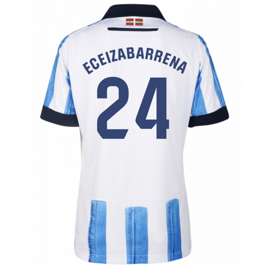 Mujer Fútbol Camiseta Jon Eceizabarrena #24 Azul Blanco 1ª Equipación 2023/24 Perú