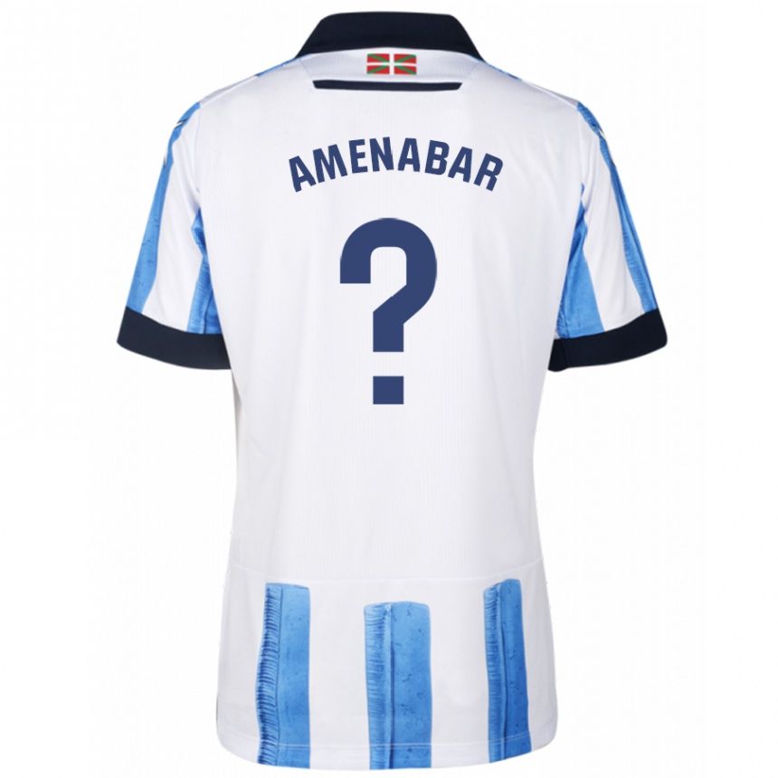 Mujer Fútbol Camiseta Aritz Amenabar #0 Azul Blanco 1ª Equipación 2023/24 Perú