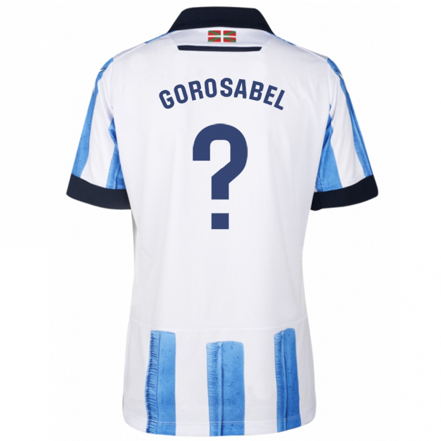 Mujer Fútbol Camiseta Gorka Gorosabel #0 Azul Blanco 1ª Equipación 2023/24 Perú