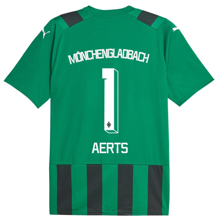 Mujer Fútbol Camiseta Liv Aerts #1 Verde Negro 2ª Equipación 2023/24 Perú