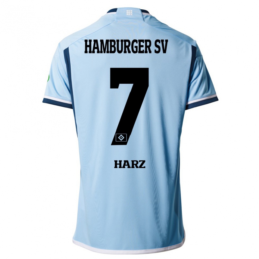 Mujer Fútbol Camiseta Theo Harz #7 Azul 2ª Equipación 2023/24 Perú