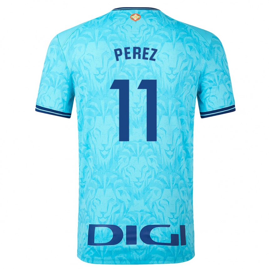 Mujer Fútbol Camiseta Adrián Pérez #11 Cielo Azul 2ª Equipación 2023/24 Perú