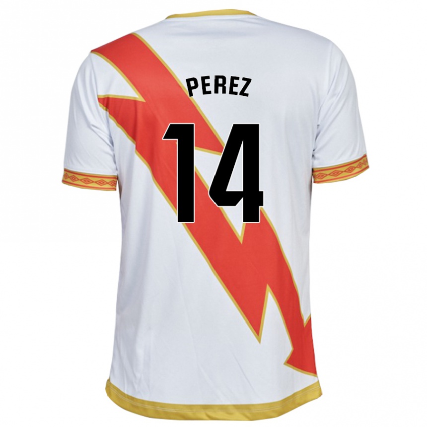 Niño Fútbol Camiseta Kike Pérez #14 Blanco 1ª Equipación 2023/24 Perú