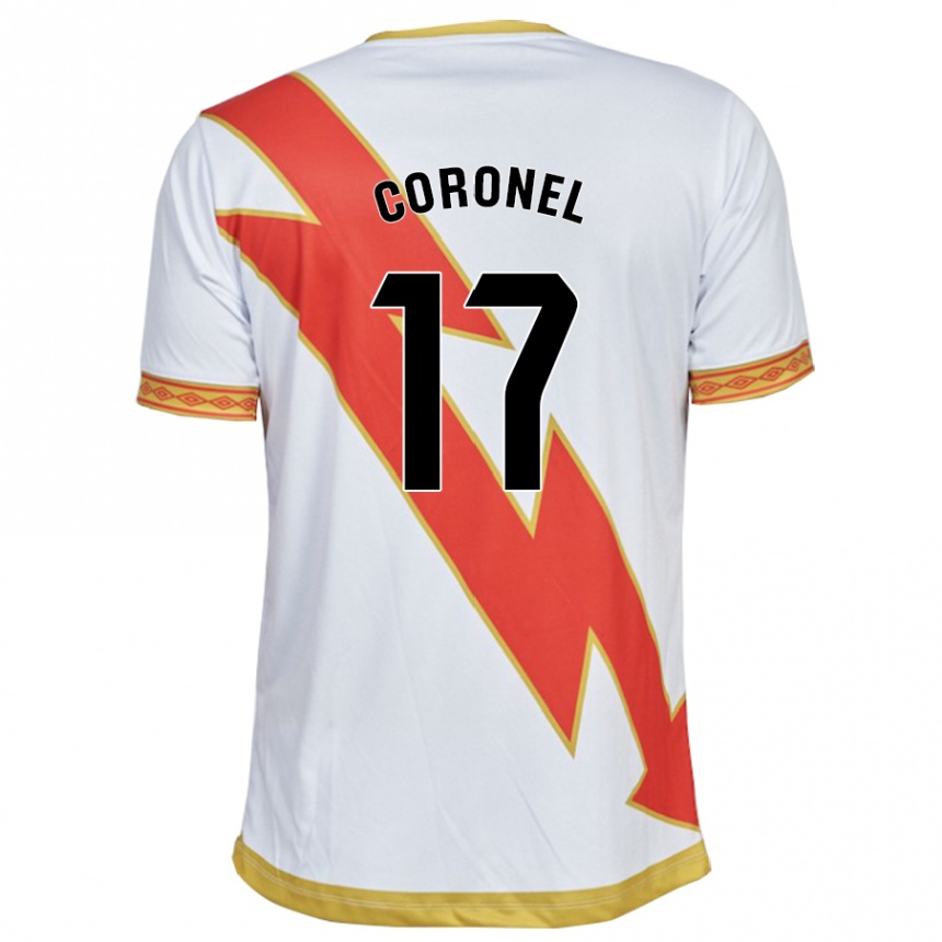 Niño Fútbol Camiseta Mariela Del Carmen Coronel #17 Blanco 1ª Equipación 2023/24 Perú