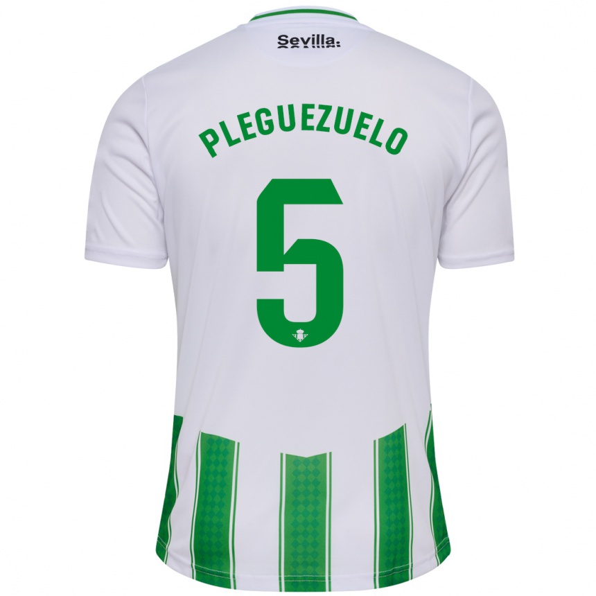 Niño Fútbol Camiseta Xavi Pleguezuelo #5 Blanco 1ª Equipación 2023/24 Perú