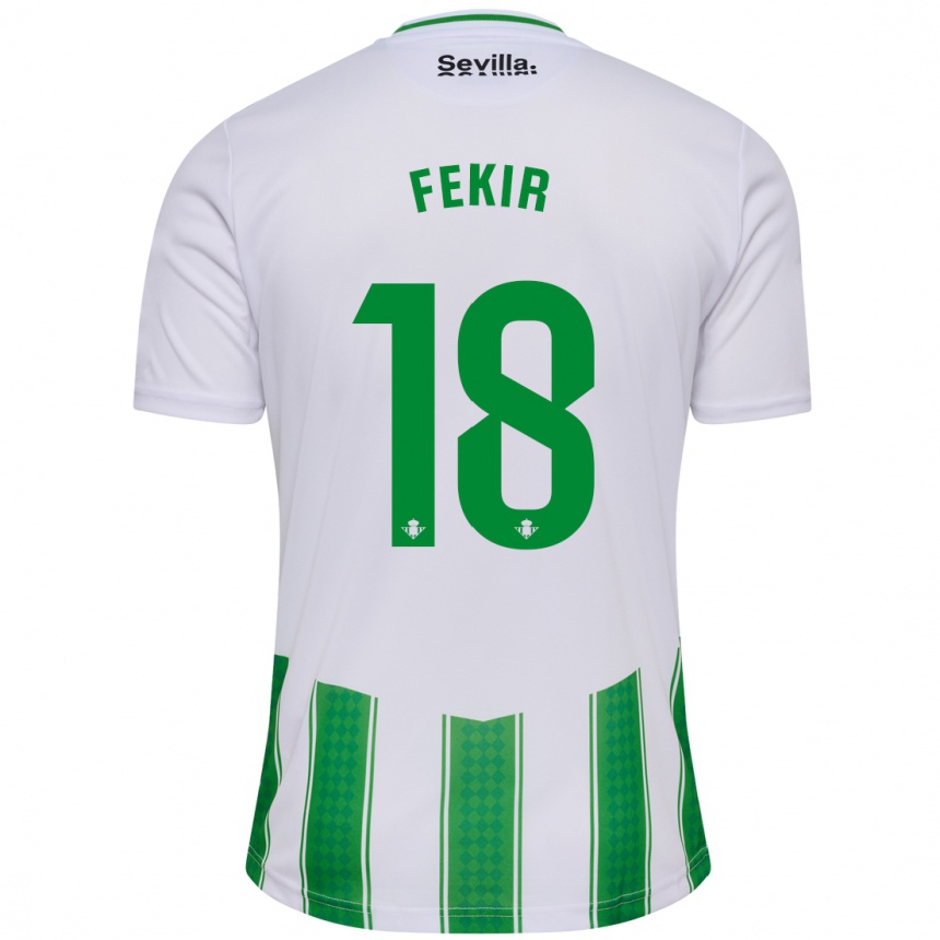 Niño Fútbol Camiseta Yassin Fekir #18 Blanco 1ª Equipación 2023/24 Perú