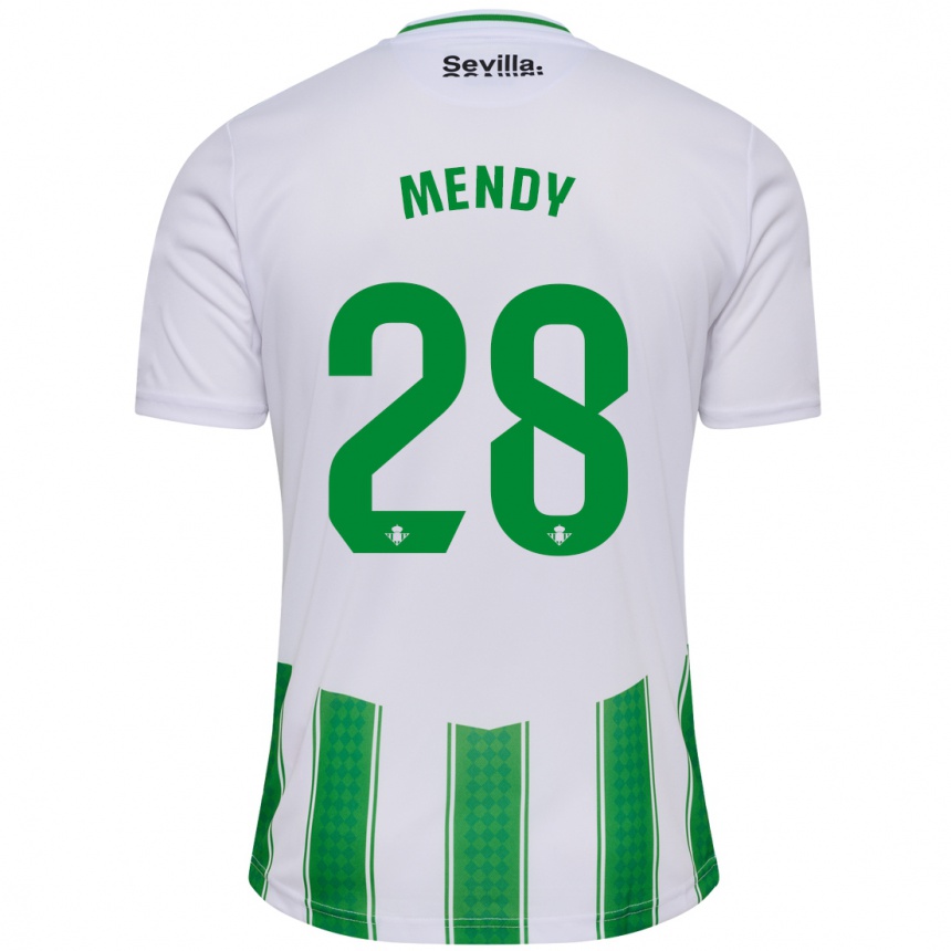 Niño Fútbol Camiseta Nobel Mendy #28 Blanco 1ª Equipación 2023/24 Perú