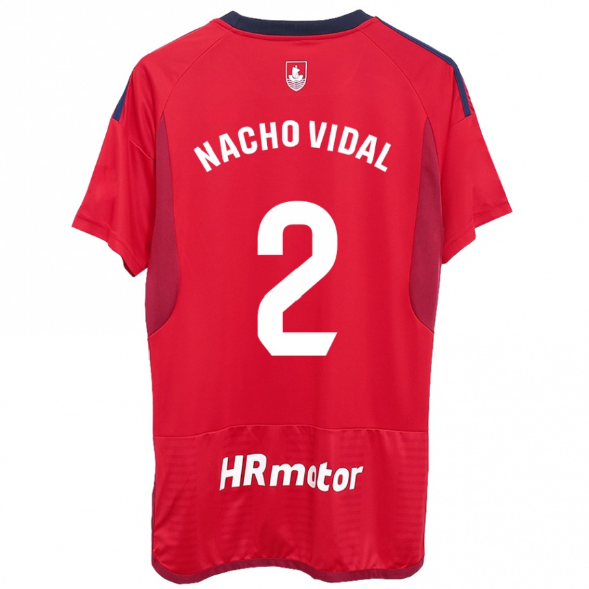 Niño Fútbol Camiseta Nacho Vidal #2 Rojo 1ª Equipación 2023/24 Perú